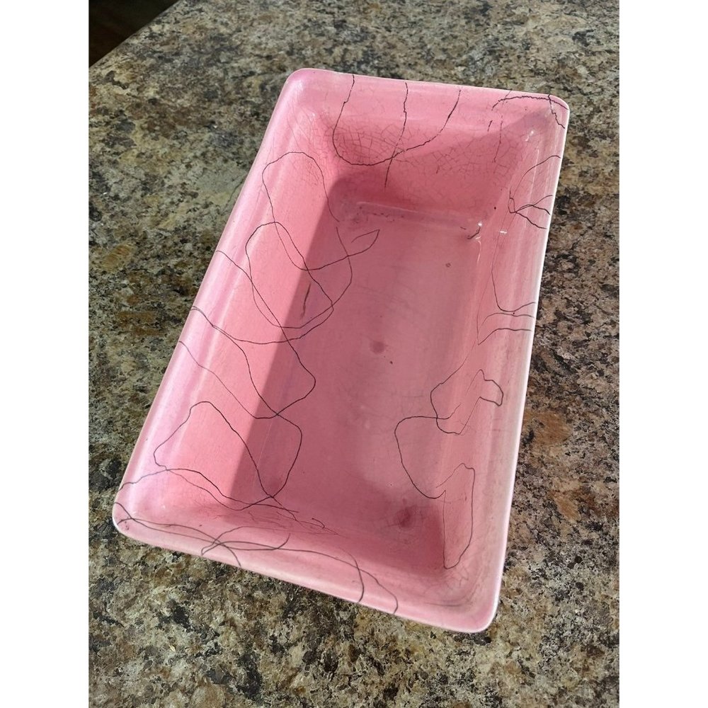 Hull Pink Black Swirl Mid Century Ceramic Loaf Pan